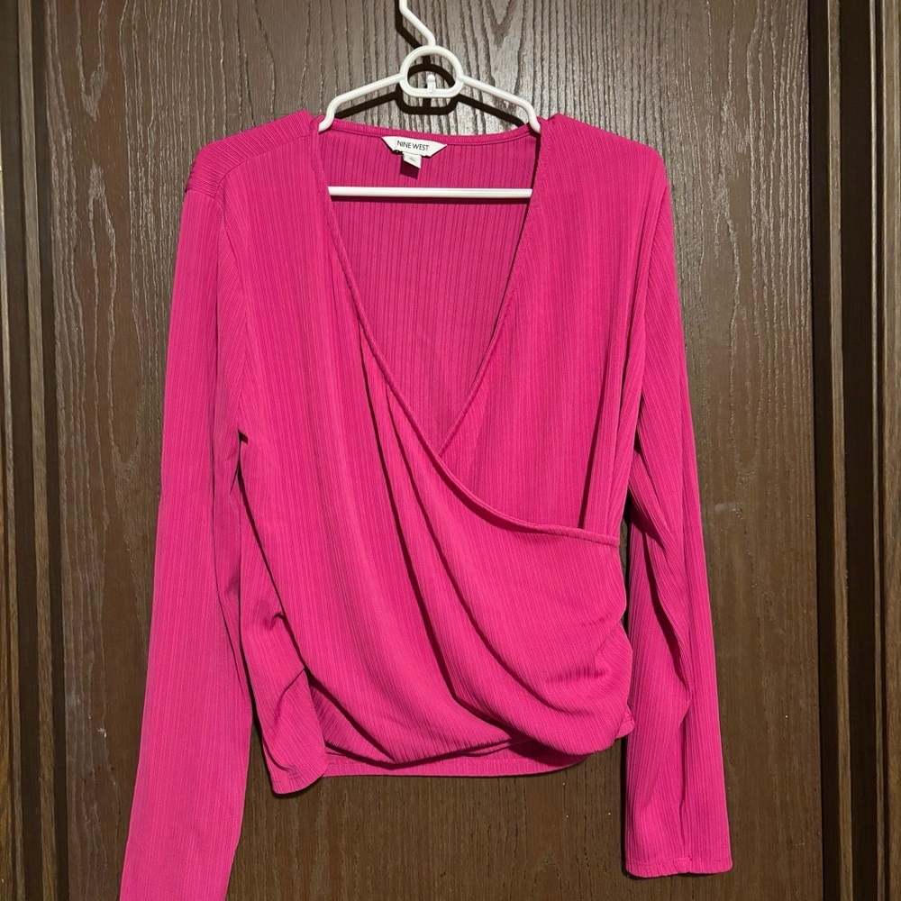 Nine West Hot Pink Long-Sleeve Top